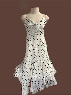 TwentyTen White Polka Dot Tie-Front Spaghetti-Strap Midi Dress